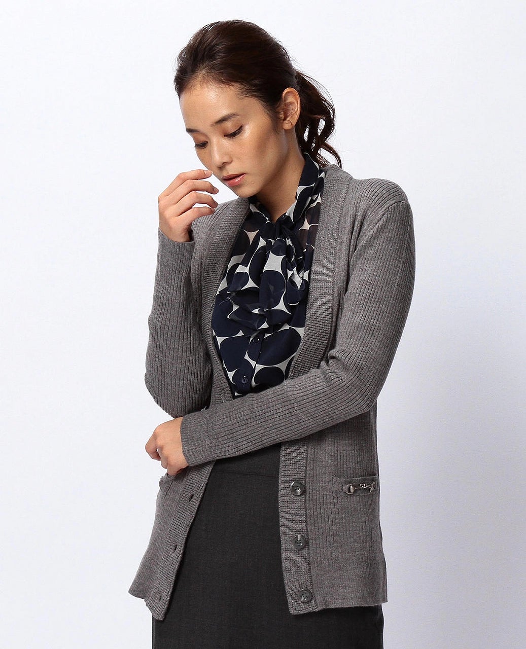 ビット付きVネック長袖リブカーディガン – Stylora store eco loop