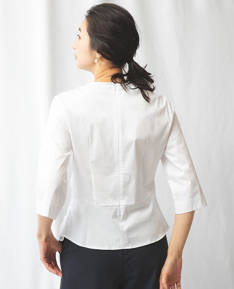 フロントレース切替七分袖ブラウス – Stylora store eco loop
