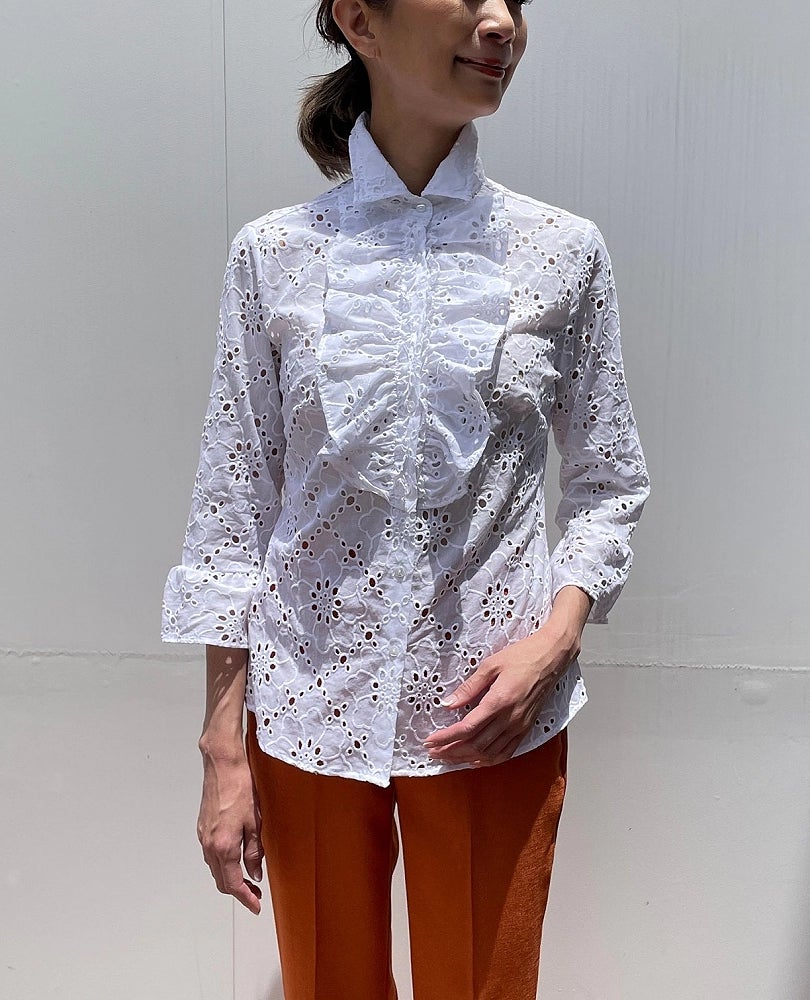 【セール】 – カットワークレースフリルシャツ Stylora loop eco store トップス