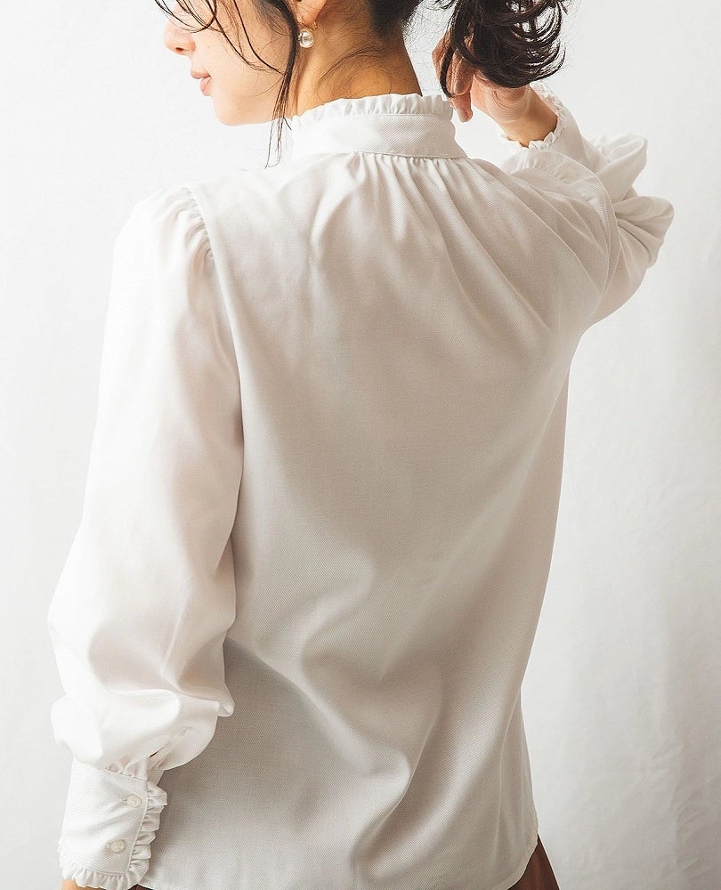 コットンストレッチスタンドフリルブラウス – Stylora store eco