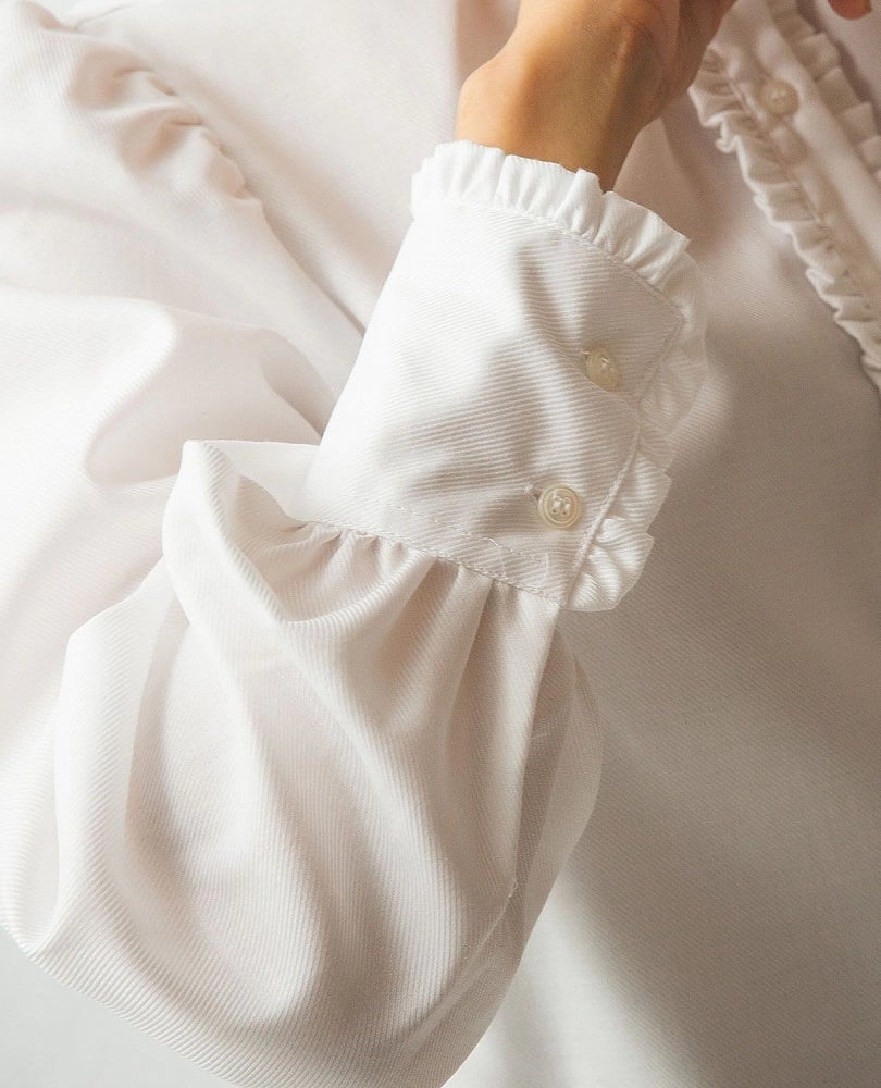 コットンストレッチスタンドフリルブラウス – Stylora store eco