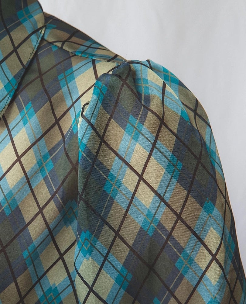 アーガイルシフォンダブルボタンブラウス – Stylora store eco loop