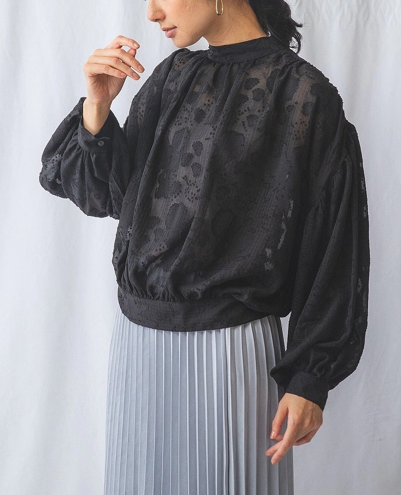 カットジャガードボリュームスリーブブラウス – Stylora store