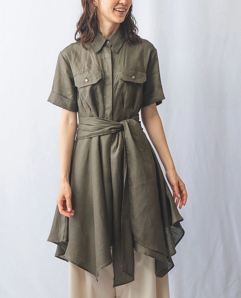 麻ウエストリボン半袖チュニックシャツ 麻ウエストリボン半袖チュニックシャツ – Stylora store eco loop