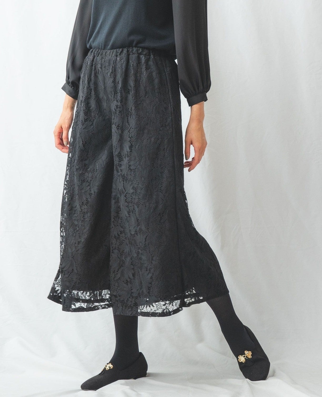 レースワイドパンツ