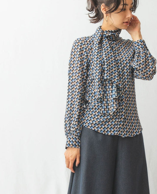 シフォンドットボウタイブラウス