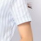 コントラストストライプ半袖フリルシャツ