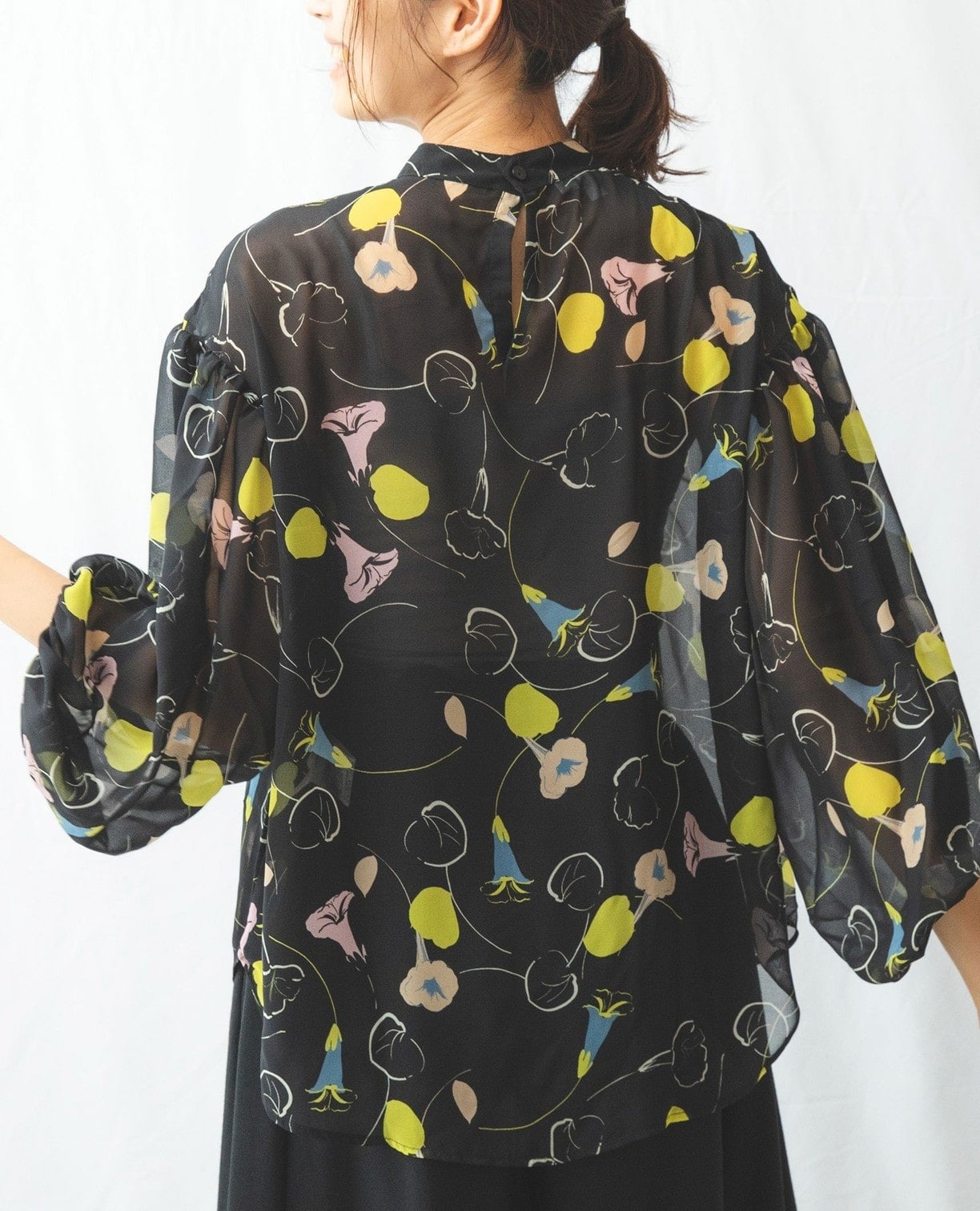 NARACAMICIE | シフォンフラワーパフスリーブブラウス | シャツ