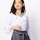 シフォンラッフル七分袖ブラウス